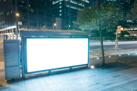 Empty Billboard at Night Foto stock