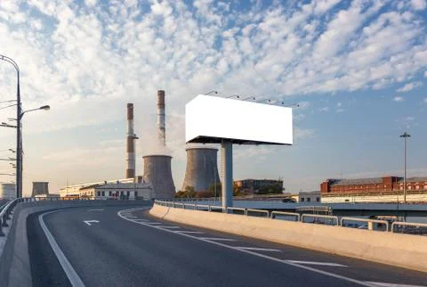 Empty billboard on the road turn Foto stock