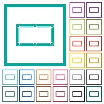 Empty billiard table flat color icons with quadrant frames 스톡 일러스트