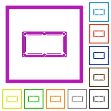 Empty billiard table flat framed icons Stock Illustration
