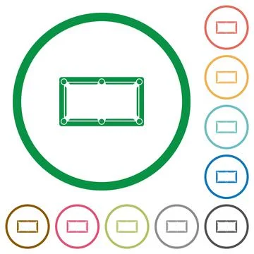 Empty billiard table flat icons with outlines Stock Illustration