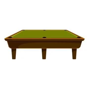 Empty billiard table with green surface and wooden frame standing on white .. Stock Illustration