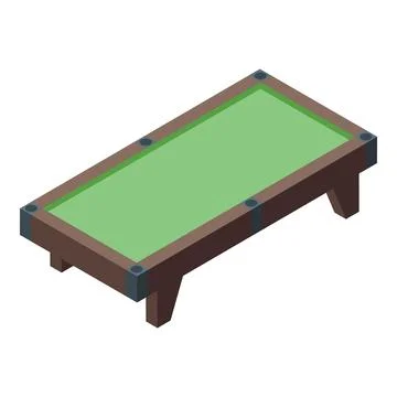 Empty billiard table with green surface and wooden frame in isometric view Illustrazione stock