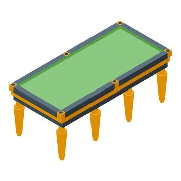 Empty billiard table with green surface and gold legs isometric view Stock Illustration