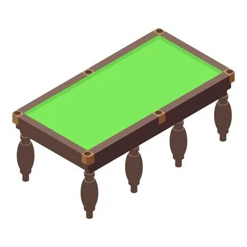 Empty billiard table with green surface and wooden frame isometric view Illustrazione stock