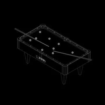 Empty billiard table. Isolated on black background. Vector outline illustrati Stock Illustration