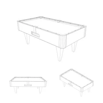Empty billiard table set.Isolated on white.Vector outline illustration. 스톡 일러스트