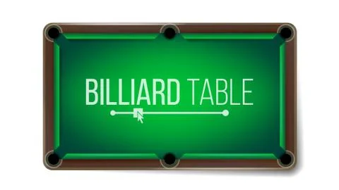 Empty Billiard Table Vector. Green Game Snooker Table. Top View. Isolated On 스톡 일러스트