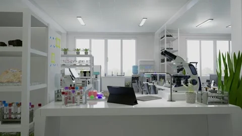 Empty Biological Applied Science Laboratory With Technological Microscopes Stock-Footage 281314816