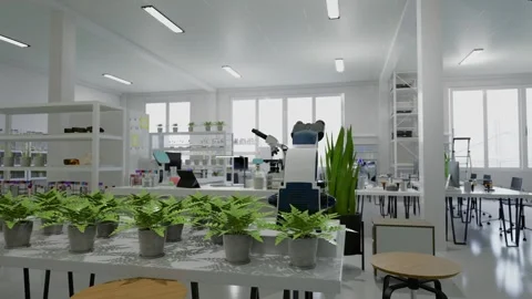 Empty Biological Applied Science Laboratory With Technological Microscopes Stock-Footage 281314996