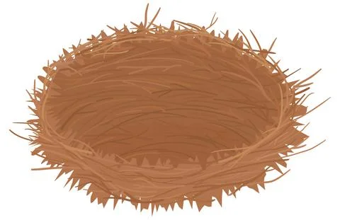 Empty bird nest from twigs isolated on white Stock Illustration