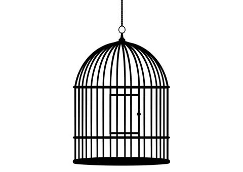 Empty birdcage. Cartoon Cage. Cage for Birds. Icon Stock Illustration