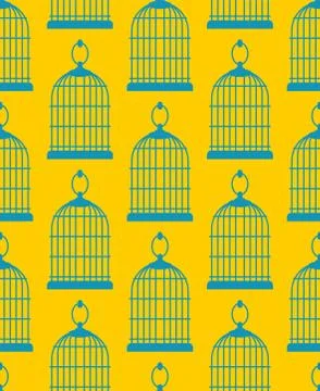 Empty birdcage pattern seamless. cage for brid background . vector illustrati Stock Illustration