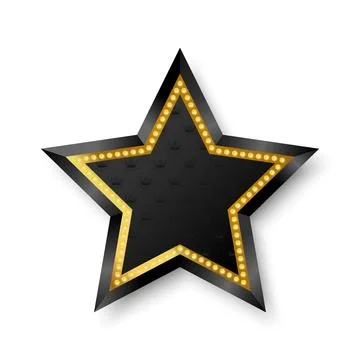 Empty black and golden star badge with shiny gems. Premium template design Stock Illustration