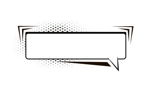 Empty black and white comic speech bubble isolated on transparent background. Stock Illustration