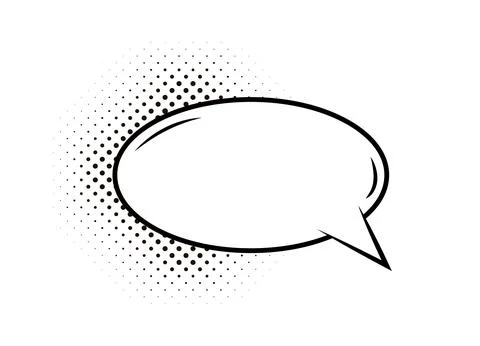 Empty black and white comic speech bubble isolated on transparent background. Stock Illustration