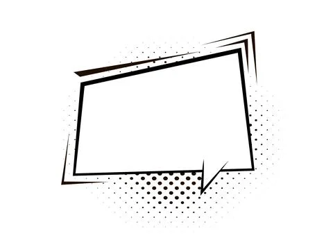 Empty black and white comic speech bubble isolated on transparent background. Stock Illustration