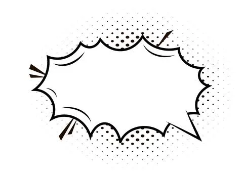 Empty black and white comic speech bubble isolated on transparent background. Stock Illustration