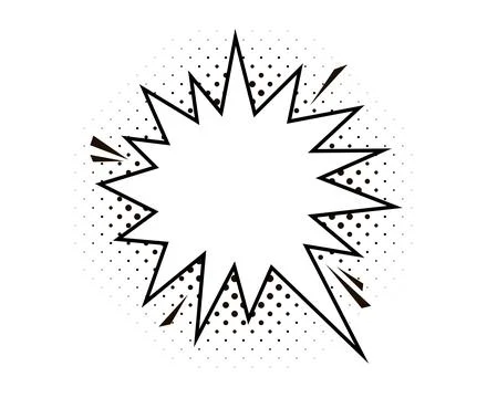 Empty black and white comic speech bubble isolated on transparent background. Stock Illustration