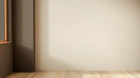 Empty black and white wall room with wooden parquet floor and warm sunlight.. Stock Illustration