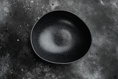 Empty black bowl, with copy space for text or food, with copy space for text  Stock Photos