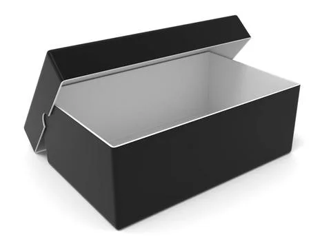 Empty black box, 3D Empty black box, 3D render illustration isolated on wh... Stock Photos