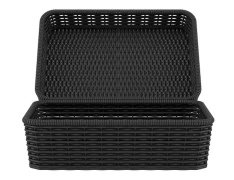 Empty black bread basket isolated on white background Stock Illustration