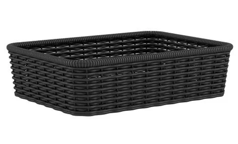 Empty black bread basket isolated on white background Stock Illustration