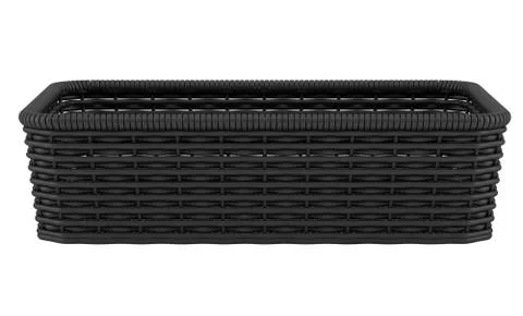 Empty black bread basket isolated on white background Stock Illustration