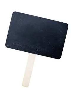 Empty black chalkboard with handle. Stock Photos