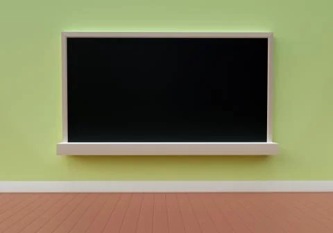 Empty black chalkboard hang on the wall, empty school room, back to school Stock Illustration