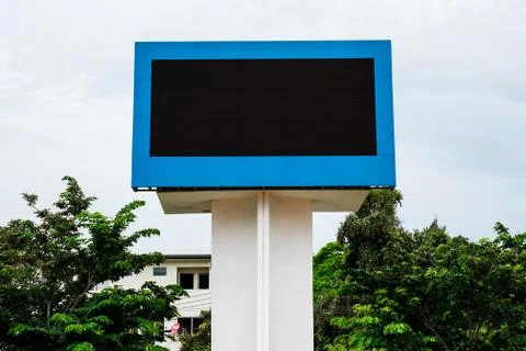 Empty black digital billboard screen for advertising 스톡 사진