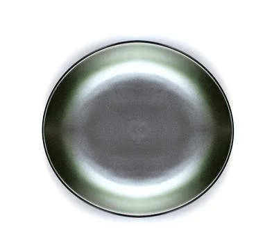 Empty black dish isolated on white Stock Photos