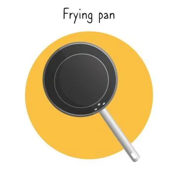 Empty black frying pan isolated on white background. Vector illustration. Stock Illustration