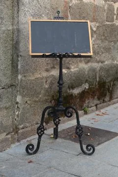 Empty black menu stand Stock Photos