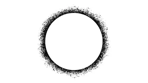 Empty black painted circle, stop motion grunge animation on a white background Stock Footage 147329972