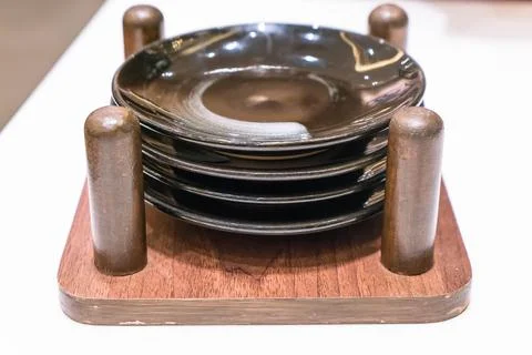 Empty black plate Stock Photos