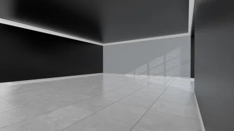 Empty black room with large walls. 3D rendering Stock Illustration