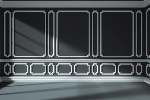 Empty black room wall with white classic style decor Stock Illustration
