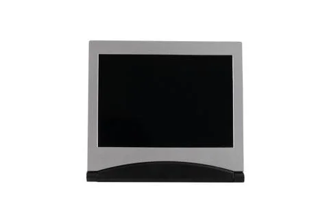 Empty black screen, electronic scoreboard isolated on white Stock Photos