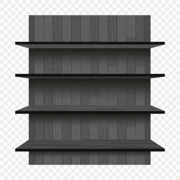 Empty black shelves isolated on checkered background Stock Illustration