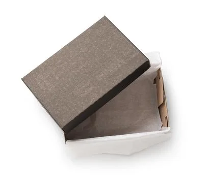 Empty black shoebox isolated on white background Stock Photos