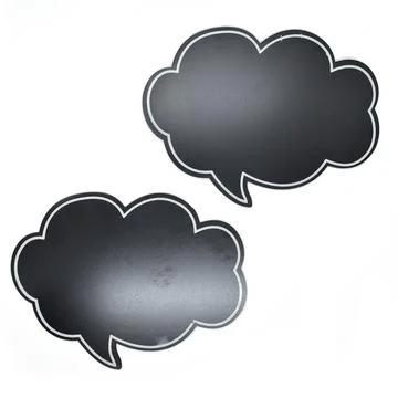 Empty black speech bubble in the form of a cloud isolated on white background Stock Photos