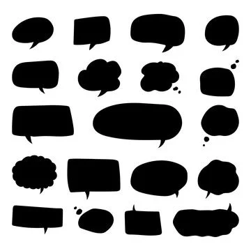 Empty black speech chat bubbles set Stock Illustration