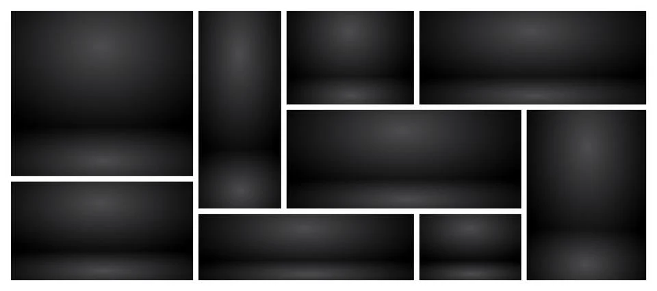 Empty black studio abstract backgrounds with spotlight effect. Product showcase Stock Illustration