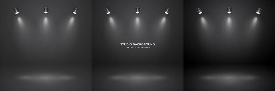 Empty black studio abstract backgrounds with spotlight effect. Product showcase Ilustração Stock