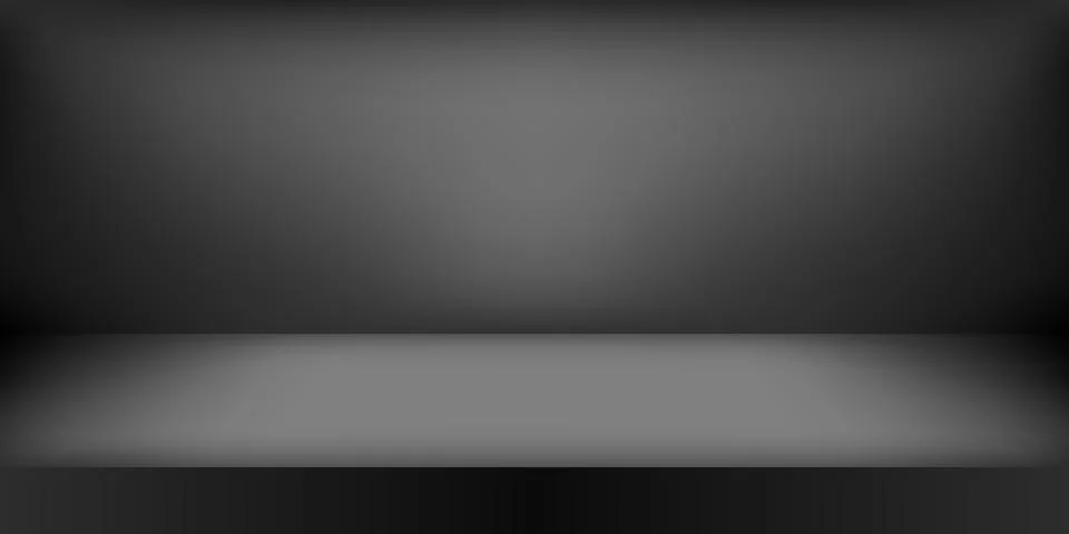 Empty black studio. Room background, product display with copy space for disp Illustrazione stock