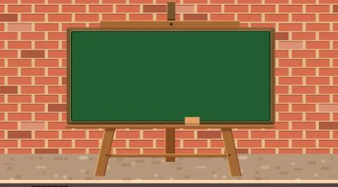 Empty blackboard on brick wall 스톡 일러스트