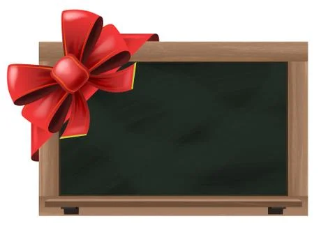 Empty blackboard with red festive bow wrapping vector isolated イラスト素材