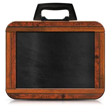 Empty Blackboard in the Shape of a Briefcase with Black Handle Stock Photos